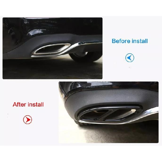 2 Stück Schwarze Auspuffrohrspitzenabdeckung für Mercedes-Benz A B C E-Klasse CLA GLC GLE GLS Automobil Motor Auto Zubehör