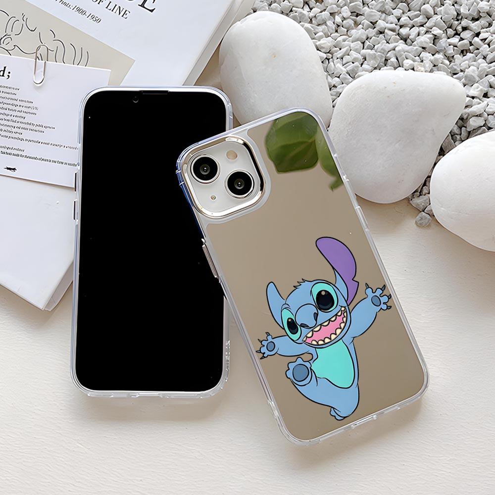 Cute Stitch applies to Apple 15promax makeup high definition mirror mobile phone case iphone17 women's mirror