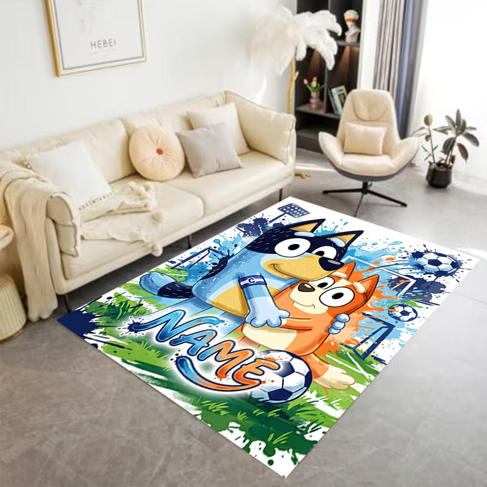 Blue Dog Soccer Fun Customize Text Floor Rug Office Rug Perfect for Balcony Entryway Kitchen Outdoor Anti-slip Rug Office home decor