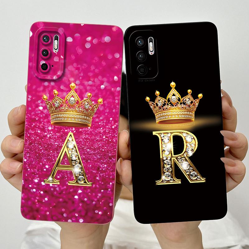 For Redmi Note 10 5G Note 10T 5G Fashion Initial Letter Couple Phone Case Redmi Note10 5G 10T Soft Silicone TPU Protective Case