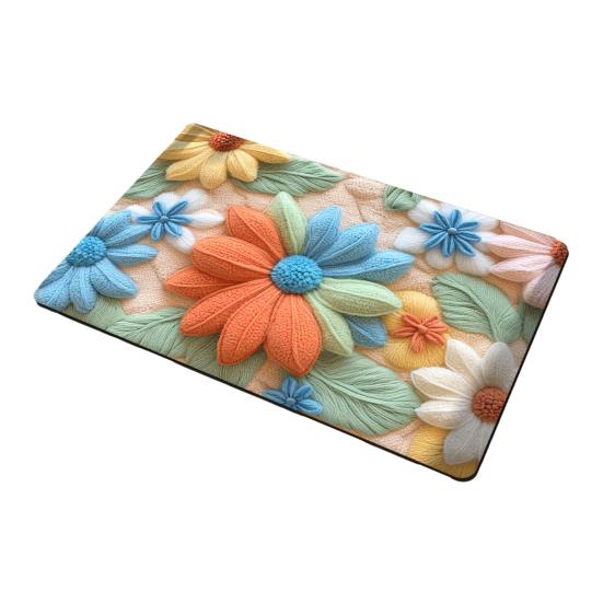 Bodenmatte Schnelltrocknend Lebendige Farbe Blumendesign Rutschfeste Rückseite Teppich Badezimmer Wohnzimmer Fußmatte Heimdekor