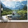 Mountain Forest Waterfall Tapestry Nature Landscape Wall Art Scenic Outdoor Decor for Living Room Bedroom
