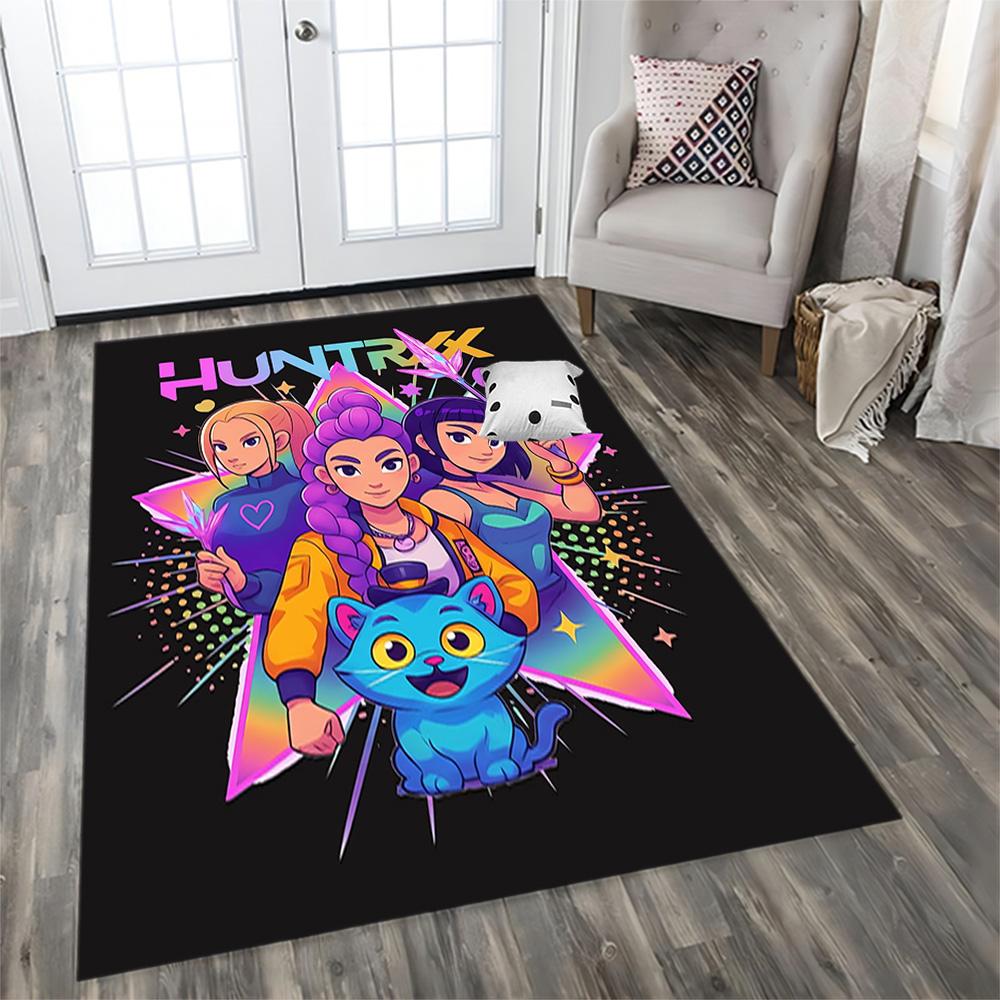 Magische Meisjes in Neonlichten vloerkleed voor woonkamers, slaapkamers, huisdecoratie en als cadeau.