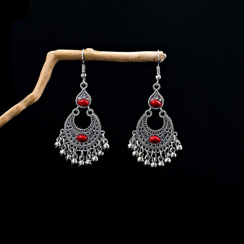 Bohemian Ethnic Style Long Tassel Metal Dangle Earrings