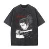 Japanese Anime Vagabond Miyamoto Musashi Vintage Washed Tshirts Men Women Clothing Fashion Retro Cotton Short Sleeve T Shirts