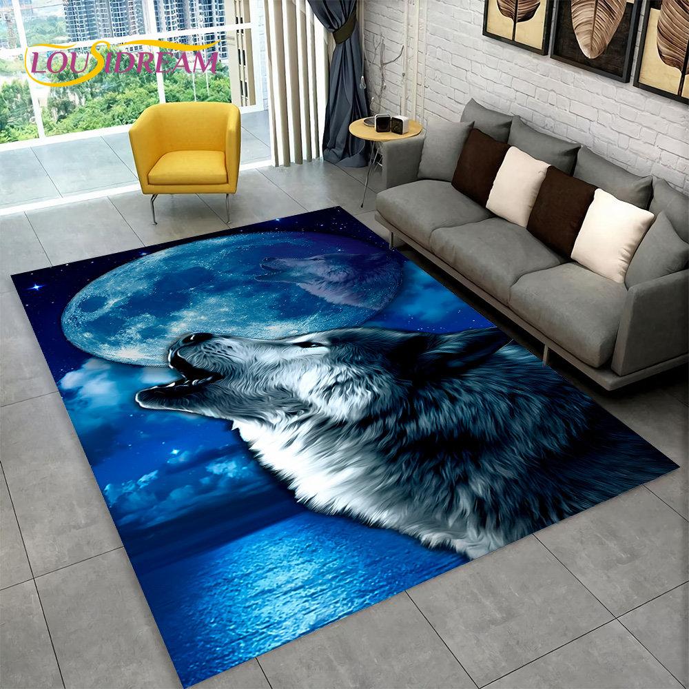 3D Tiger Leopard Cheetah Lion Wolf Area vaip, vaibavaip elutoa diivani uksematt, köögisisustus, libisemiskindel lapse põrandamatt