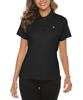 [Gopune] Camisa Polo de Manga Corta para Mujer, Transpirable de Secado Rápido que Absorbe el Sudor, Protección UV, Top Elástico con Cuello para Golf, Tenis, Deportes, Casual (Negro, 3L)