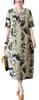 ZHENGTU Casual Long Summer Tunic Crew Short Loose Retro Style Size Women's Dress, Dress, Neck, Sleeves, Print, Figure-Flattering, Fit, Cute, Casual,