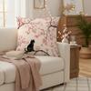 Cherry Blossom Black Cat Pillow Cover Watercolor Print Cushion Case Oriental Sakura Home Decor Gift