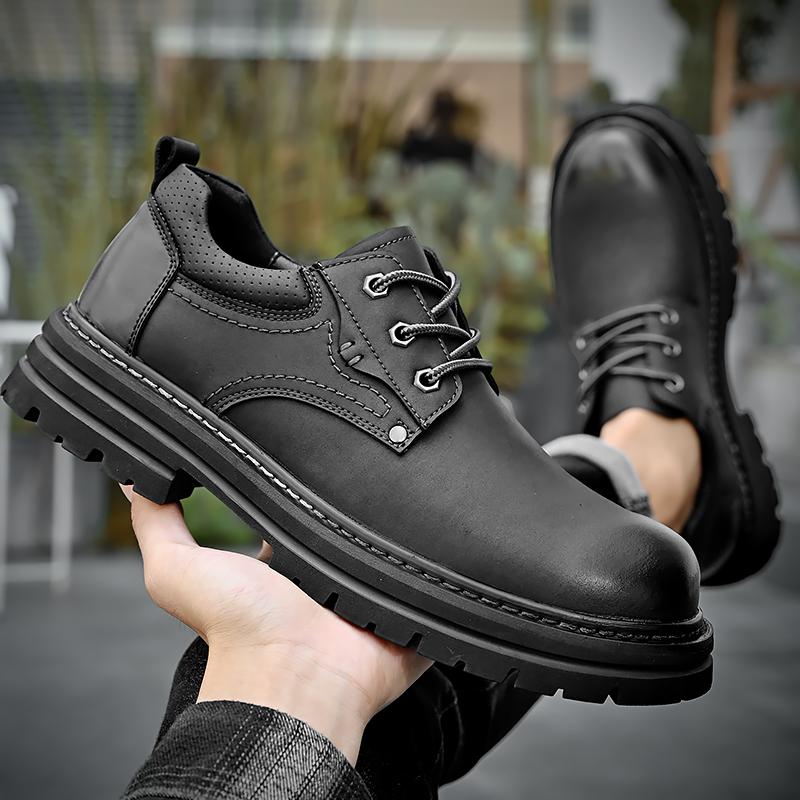 Fashion Autumn Men Casual Shoes Genuine Leather Work Shoes Male Lace-up Flats Sneakers Platform British Business Party Dress Shoes 38-46