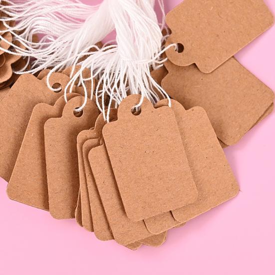 200Pcs White Paper Labeling Tags with Rope Smooth Writing Writable Labels Gifts Products Paper Hanging Lace Price Tags