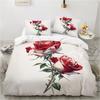 3pcs White Red Romantic Rose 3D Printed Bedding Set Cozy Soft Duvet Cover King Queen Twin Size Birthday Gift Bedroom Decoration
