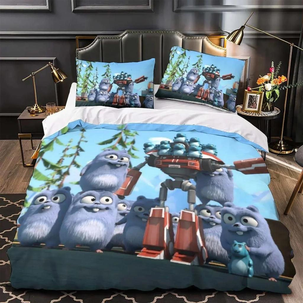 Ensemble de literie imprimé en 3D Grizzy et les lemmings Simple Jumeau Double Queen King Size Ensemble de lit Adulte Enfant Chambre Housse de couette Ensembles