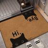 Hi Bye Black Cat Print Doormat Non Slip Coir Texture Entrance Rug Indoor Front Door Floor Mat Home Decor