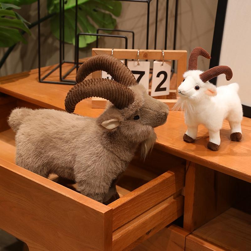 Serie Animali da Fattoria Morbido Carino Capra Marrone Bianca Simulazione Montagna Realistica Peluche Giocattolo Riempito Animale Pecora Regalo di Compleanno Giocattolo per Bambini