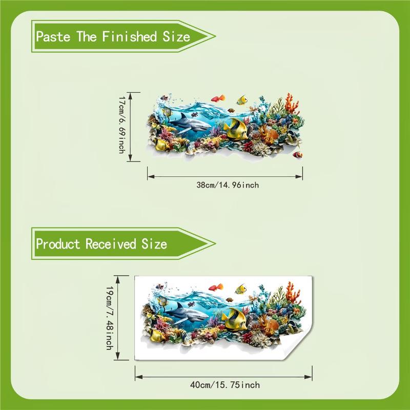 Ocean Fish Sink Area Background Wall Sticker Bathroom Wall Decoration Self-Adhesive Removable Waterproof Creative Sticker