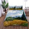 Juego de funda de edredón con pintura al óleo de pueblo de montaña de Van Gogh, juego de ropa de cama tamaño king, queen, doble, matrimonial, doble, individual