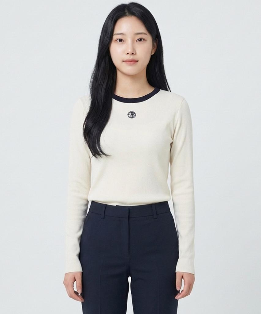ECOLEDEPARIS Round Neck Contrast Knit_Rb32Kkcm31Z