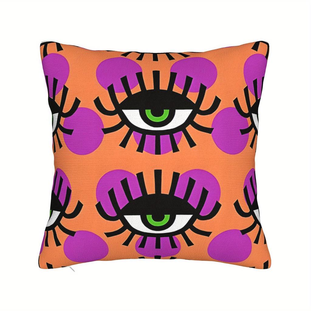 Decorative Cushion Case Pc Pop Art Eyes Throw Pillow Cover Contemporary Style Machine Washable Zipper Closure Woven Polye