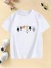 Climbing Cat Pattern Trendy Design Print T Shirts Short Sleeve Kids Children's T-shirt Boys Girls Summer Spring Casual Top Tee