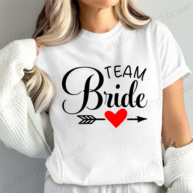 New Fashion Team Bride Tee T-Shirt Womens Vintage Wedding Party T-Shirt Funny Bride T-Shirt Tops Women's Tees Streetwear