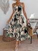 Women's Sleeveless Halter Lace Print Dress - European & American Style, Summer Slimming Waist, Long Design for 2026