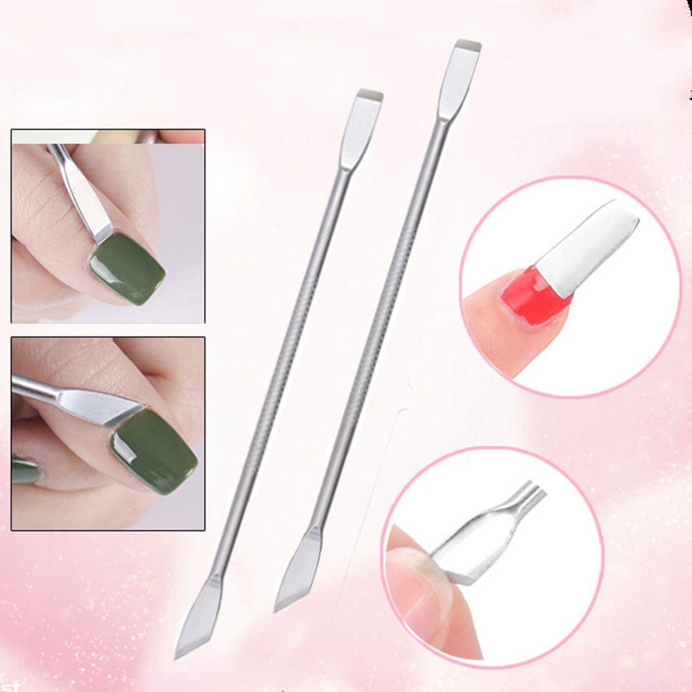 Women UV Gel Manicure Tool Remover Pusher Dual-ended Stainless Steel Nail Cuticle