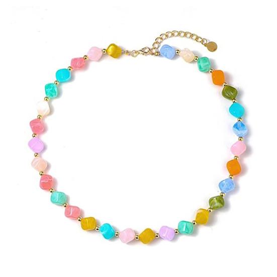 Barevný náhrdelník s velkými korálky pro ženy Pryskyřičné korálky Krátký náhrdelník Bohatý styl Masivní choker pro letní plážovou párty dovolenou