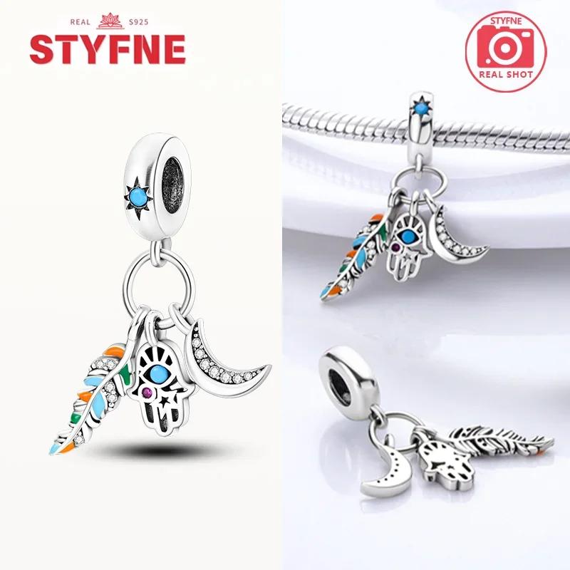 Copper Metal Hamsa Hand Evil Eye Charm Bead Components Colorful Heart Bead Components Do It Yourself Compatible With Authentic Original Bracelets Do
