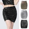 Women Mini Skirt High Waist Ultra-Short Hip-Hugging Design Short Skirt Sparkling Sequin Party