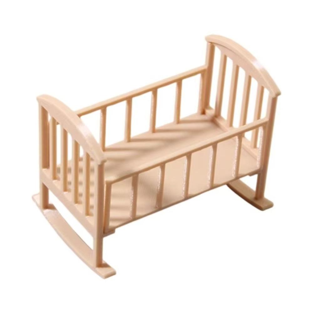 Miniature Dollhouse Baby Bed Simulation Rocking Bed Model Mini Baby Crib  Dollhouse Furniture