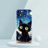 Artistic Black Cat Starry Night Luxury Phone Case For iPhone 18 16 15 14 13 12 11 Pro Max XS X XR SE 7 8 Plus Silicone Clear Cover