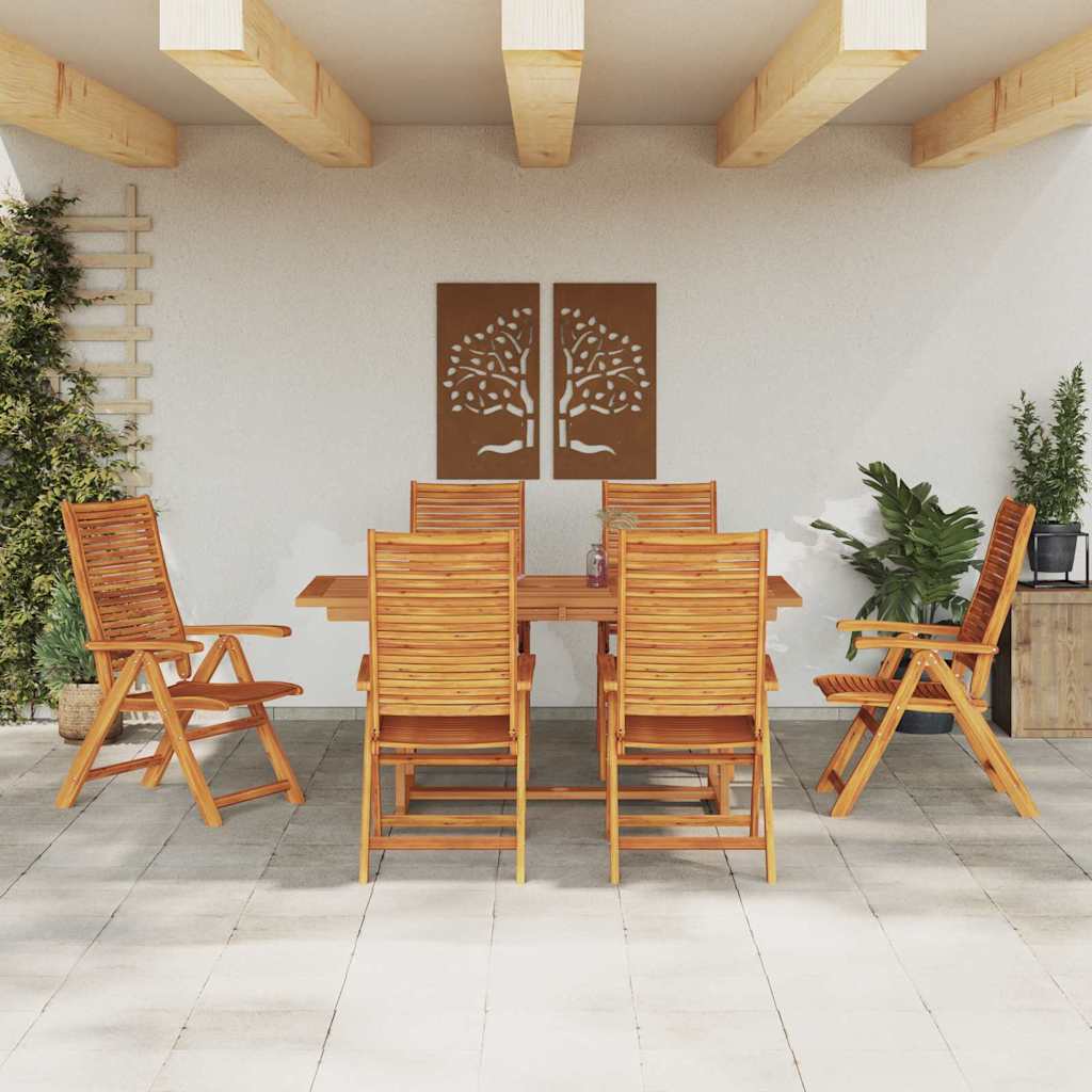 Garden Dining Set 7 Pcs Brown Solid Acacia Wood