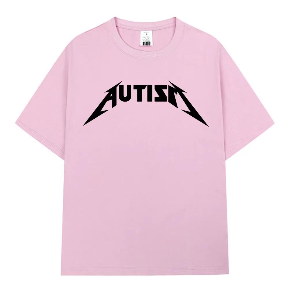 Fashion Autism Metal Rock Meme Tshirt Men Women Hip Hop Short Sleeve Oversized Tshirts Summer Sport Loose T Shirt Tops