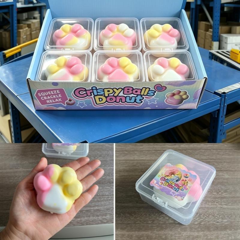 Chocolate Wax Donut Cracking Squeeze Toy Crunchy Sound Handmade Unique Craft Fidget Toy for Anxiety Relief