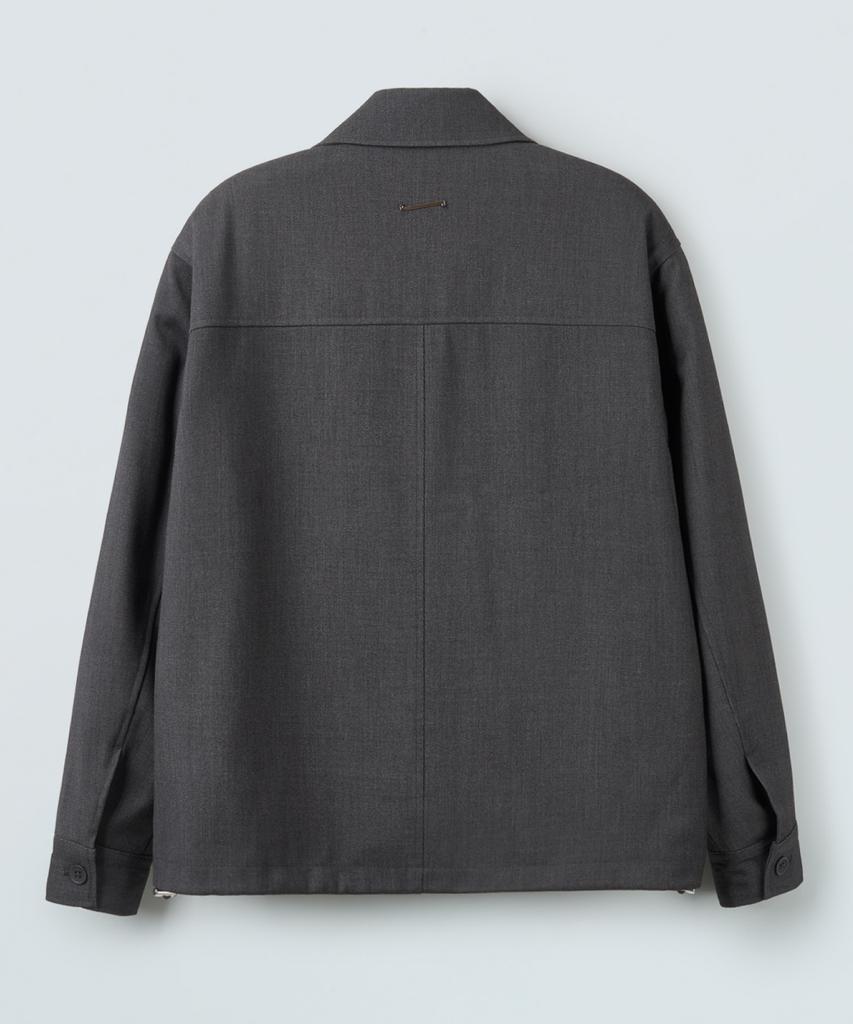 Piari Wool Twill Hidden Blouson Jacket (Charcoal)