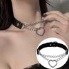 Vintage Luxury Cross Necklace Women Fashion Punk Gothic PU Leather Rivet Round Pendant Choker Collar Chain Jewelry Accessories