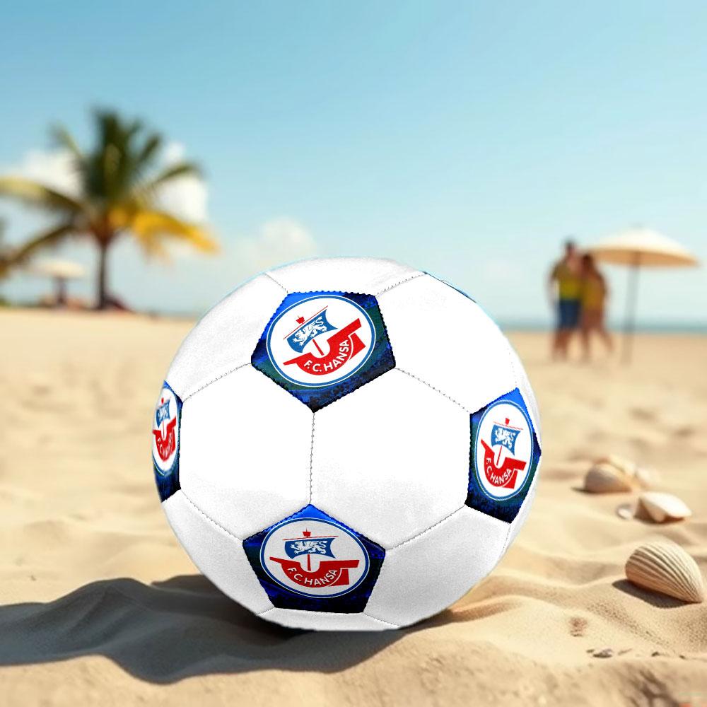 FC Hansa Rostock Size 5 Soccer Ball, Machine-Stitched PVC, Durable & High Bounce, All Ages Fit, Fan Merchandise, Matches & Outdoor Use.