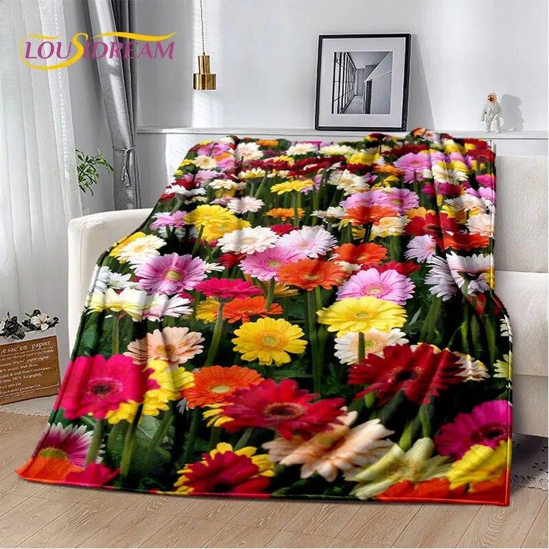 Nordische 3D-Gänseblümchen-Blume, weiche Plüschdecke, Flanelldecke, Überwurf, Decke für Wohnzimmer, Schlafzimmer, Bett, Sofa, Picknick, Bettdecke