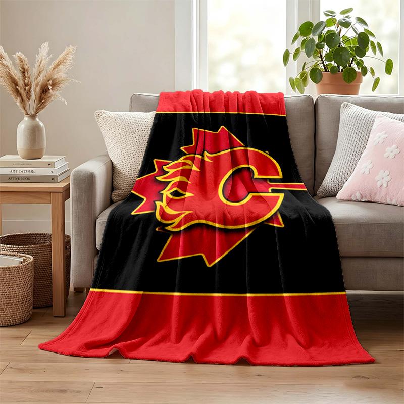 Calgary Flames Blanket Flannel Blanket Soft Cozy Plush Throw for Sofa Bed Lightweight Home Decoration