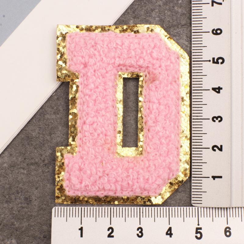 Alphabet 26 Letters Sequins Chenille For Clothing Bags Jacket Pink Sewing Decor Supplies