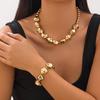 Vintage Exaggerated Irregular Ccb Beaded Necklace, Personalized Geometric Smooth Round Bead Collarbone Chain Necklace