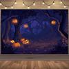 1 Halloween pumpkin forest background with little ghost lights and a dark forest  no need for power Halloween decorations