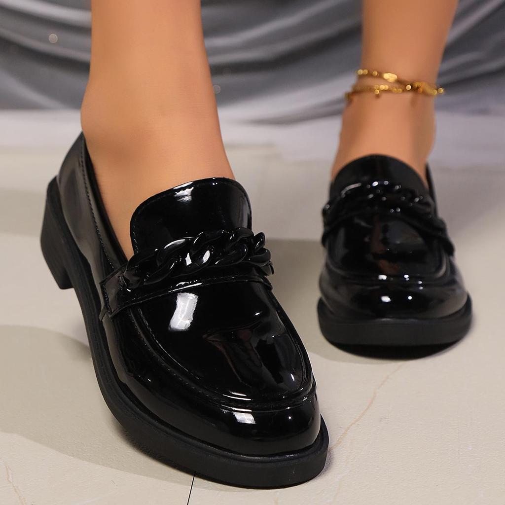 British Style Women's Leather Bow Knot Loafers - 2025 Autumn/Winter Flat Slip-on Shoes