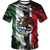 Full Print Mexican Flag Tshirt For Men Short Sleeves Summer 3d Printing Mexico Tee Tops Streetwear Mens Oversized T Shirt
