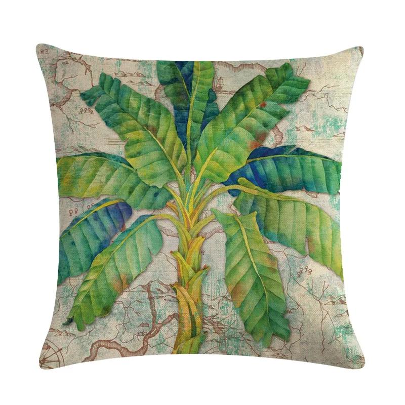 Tropical Rain Forest Banana Tree Coconut Tree Linen Pillowcase Office Sofa Leisure Decoration Cushion Cover