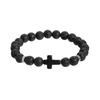 Kruisarmband voor mannen en vrouwen, stenen kralen kruisarmband, elastische stenen religieuze polsband, sieraden, geschenken voor christenen