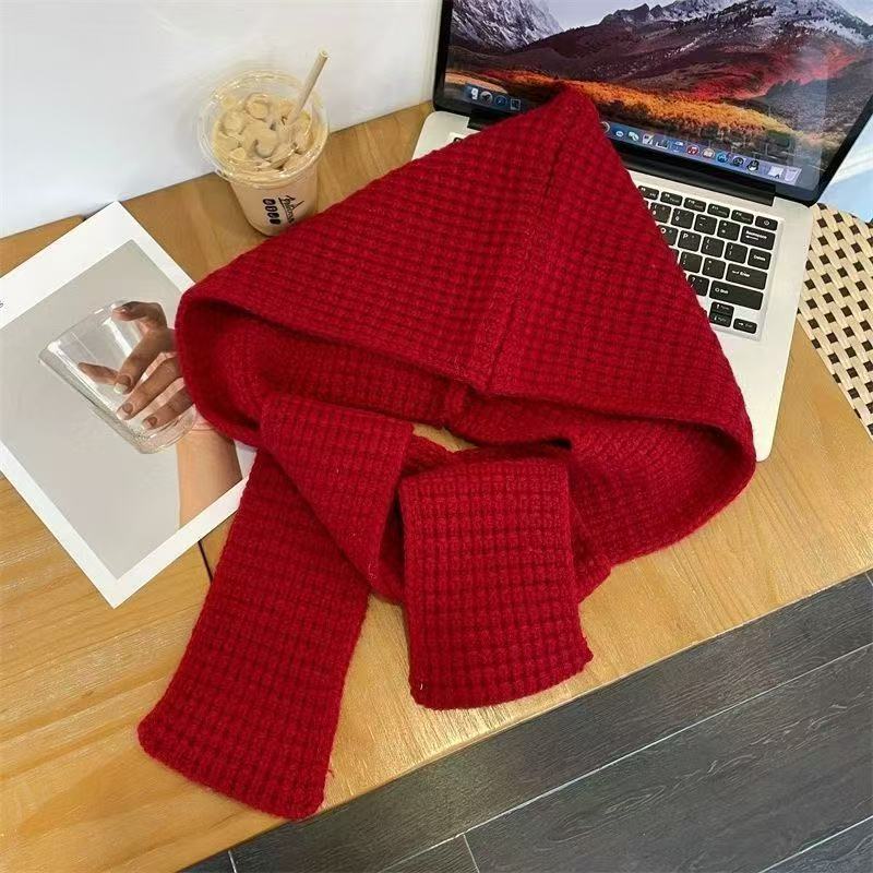 Balaclava hat women's autumn and winter thickened warm hat scarf dual-purpose integrated ear protection knitted hat
