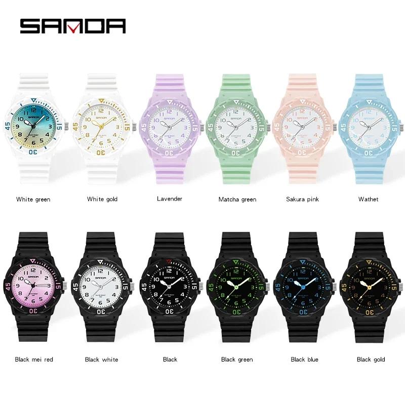 SANDA 6011 Classic 50M Waterproof Wristwatch TPU Strap Female Girl Clock New Top Luxury Brand Women Watch Quartz Lady Original
