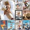 PinUp militaire Vintage en métal, signes en étain, Sexy, armée, femme chaude, décor mural drôle pour la maison, Bar, Pub, Garage, café, grotte d'homme